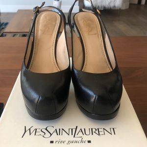YSL platform sling backs